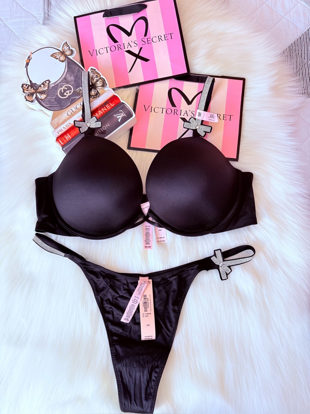 🩷🩷Victoria’s Secret logo shine strap bra and panty set (38C / L)🩷🩷